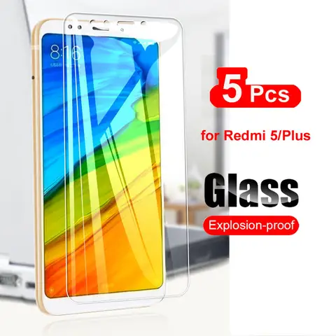 5Pcs For Xiaomi Redmi 5 Redmi5 Plus Tempered Glass Screen Protector For Xiaomi Redmi 5 Plus Phone Protective Glass Film 9H