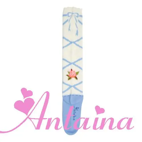 lolita tube socks beautiful ballet straps blue pink  printing gothic lolita kawaii girl loli cos  kawaii girl daily sweet lolita