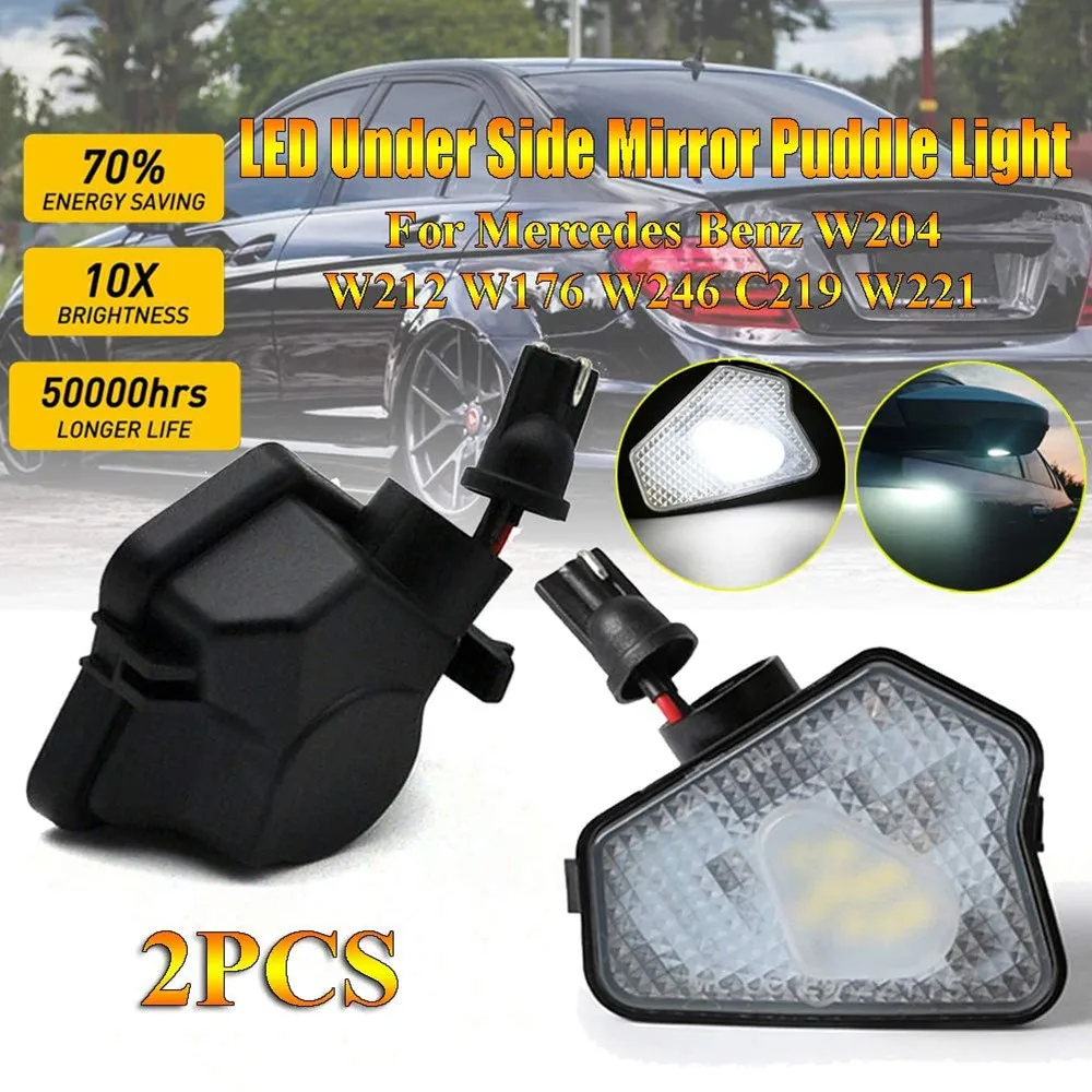 2Pcs Car LED Under Side Mirror Light Puddle Lamp For Mercedes Benz W204 W176 X156 W212 W246 W117 W218 W219 W209 W221 C117 W242