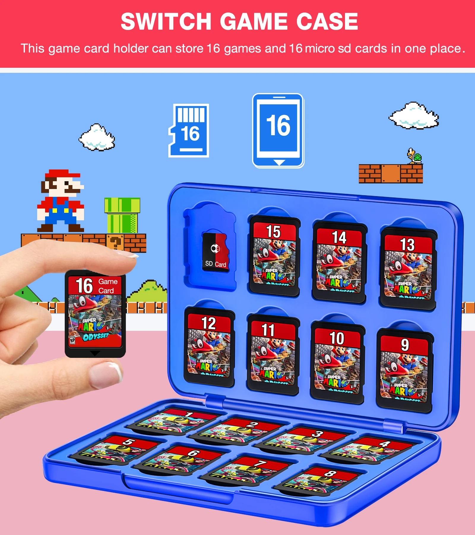 16 Game Cards Storage Case For Nintendo Switch OLED NS Switch Lite Portable Protective Storage Cover Box For Switch Accessories