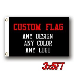 Benutzerdefiniertes Flaggen-3x5FT-Banner – Drucken Sie Ihr eigenes Logo/Design/Wörter – lebendige Farben, doppelt genäht – 100D-Polyester mit Messingösen