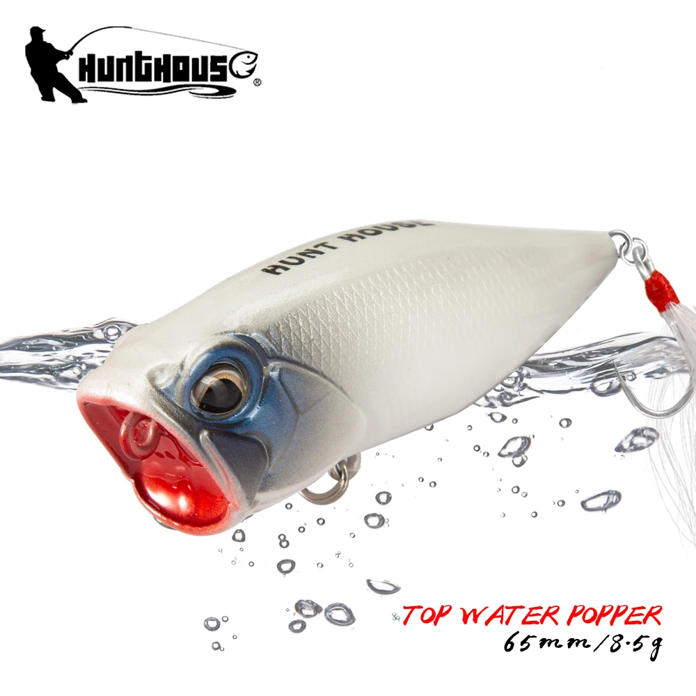 

Hunthouse fishing popper lure pesca mini crankbait 65mm/8.5g floating topwater surface poppers sex for bass swimbait Tackle