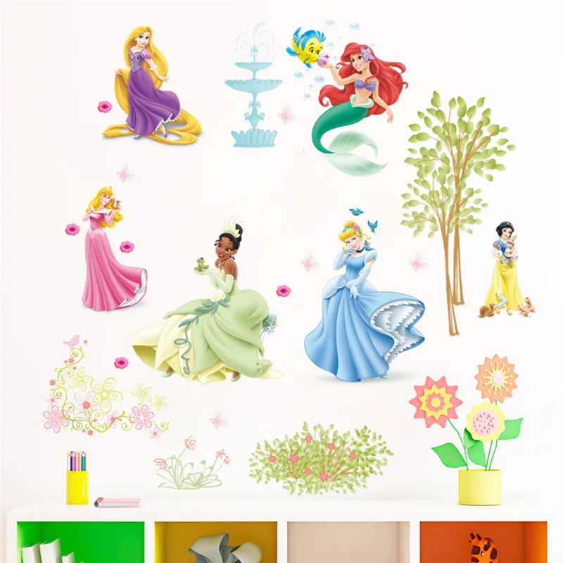 Cartoon Princess Castle Tree Flower Wall Sticker For Kids Room  Bedroom Girls Room Decoration Diy Wall Decals Poster Mural