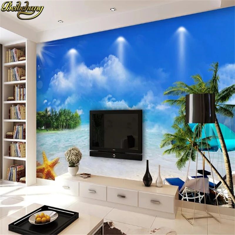 

beibehang Large murals Mediterranean Sea wallpaper living room bedroom sofa backdrop custom wallpaper 3d living room backdrop