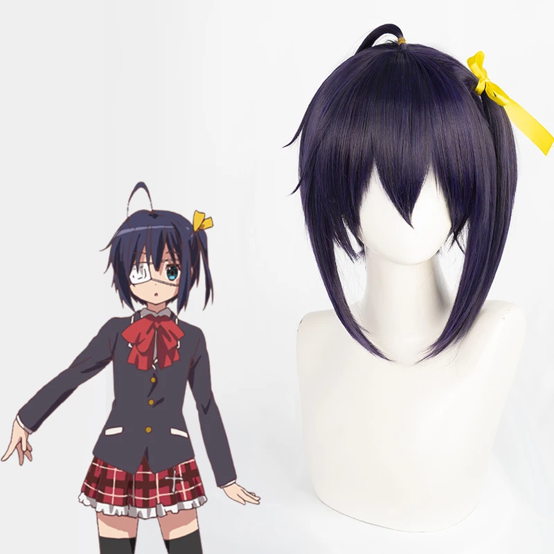 Chuunibyou demo koi ga shitai Takanashi Rikka Parrucca Cosplay Capelli resistenti al calore per le donne Parrucca da festa di Halloween + Protezione della parrucca