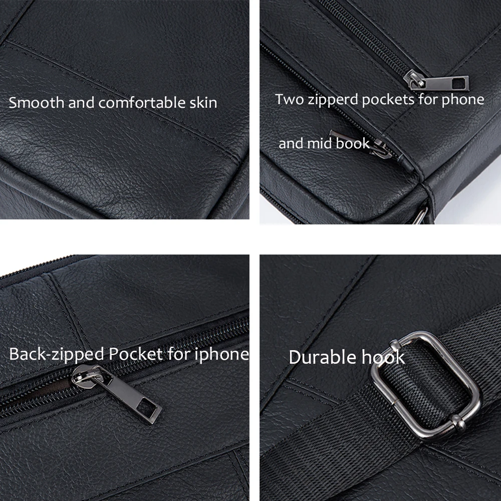 WESTAL-bandoleras pequeñas de cuero genuino para hombre, bolso cruzado negro con solapa, bandolera de cuero, 7604
