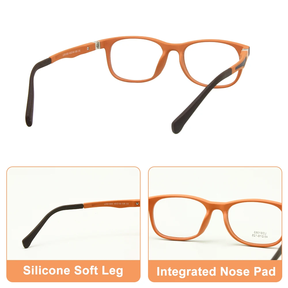 Kids Glasses TR90 Size 45 Safe Bendable with Spring Hinge Flexible Optical Frame Boys Girls Children Eyeglasses Plano Lenses - view 4