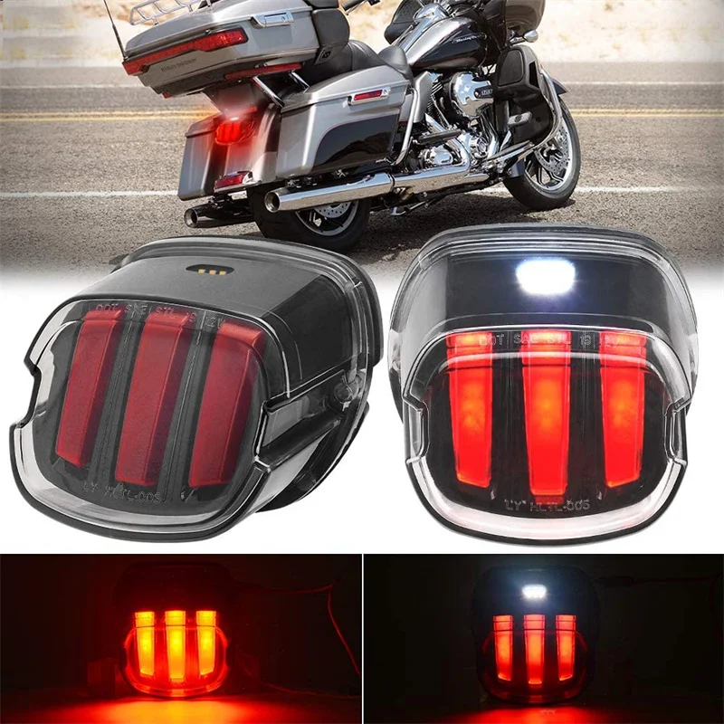 Motorcycle LED Tail Light Smoke Lens Brake License Plate Lamp Rear Stop For Harley Dyna Road King Softail Touring Motorcycl