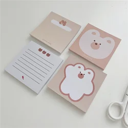 Mini Bloc de notas de oso de dibujos animados para estudiantes, papelería Kawaii, registro de oficina, lista de tareas pendientes, papel de mensaje, 50 hojas