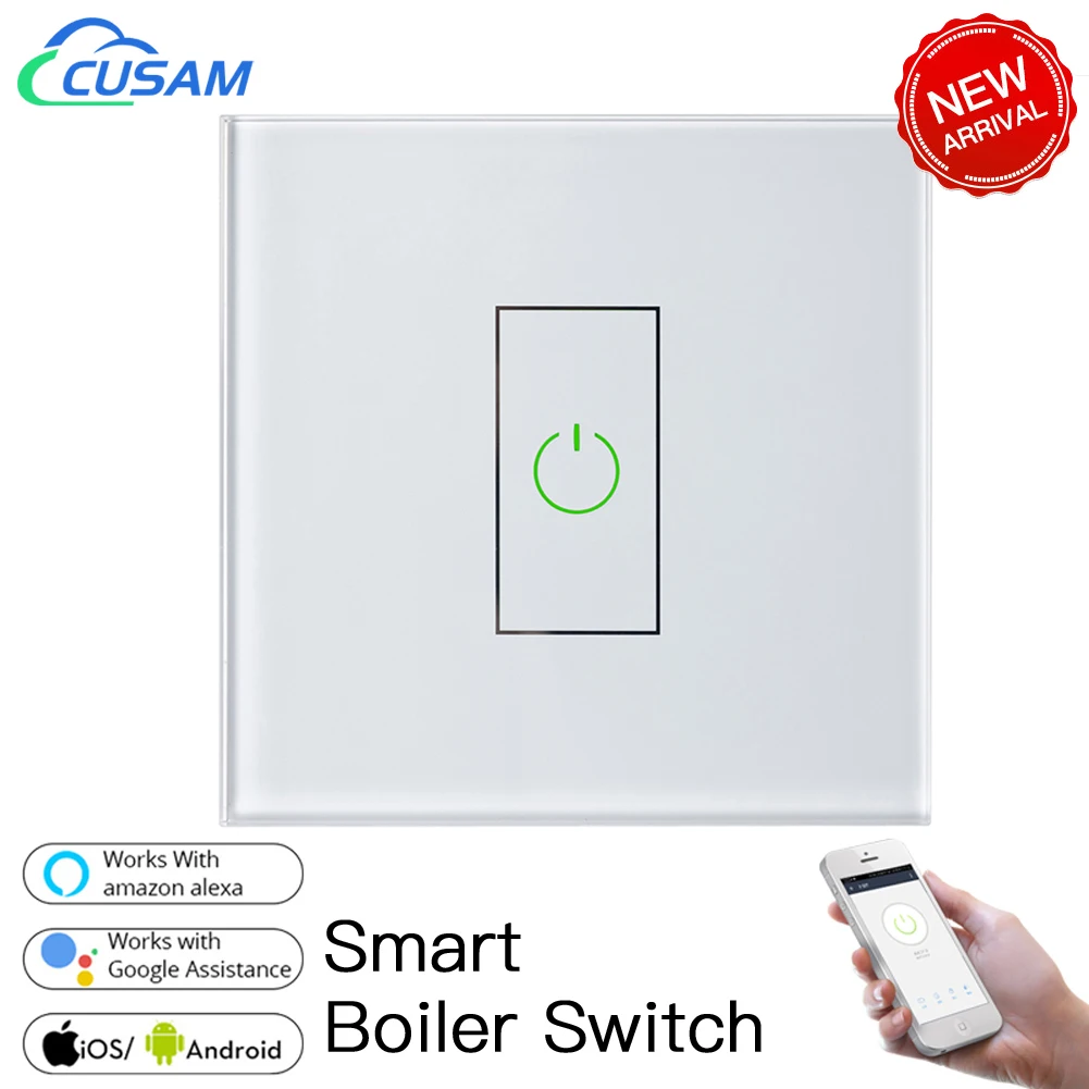 CUSAM Smart Life Boiler Switch WiFi 20A High Power Circuit Breaker for Lighting Water Heater A/C Works with Google Home Alexa