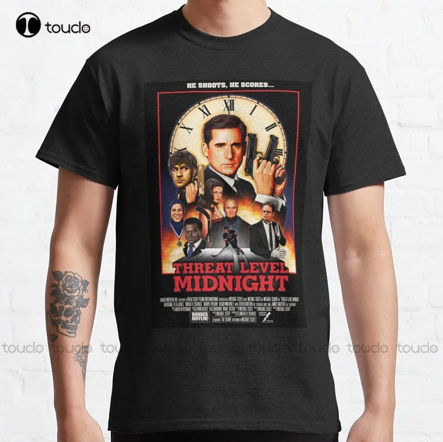 Threat Level Midnight The Office Dwight Schrute Classic T-Shirt Mens Short Sleeve Shirt Custom Aldult Teen Unisex Xs-5Xl New