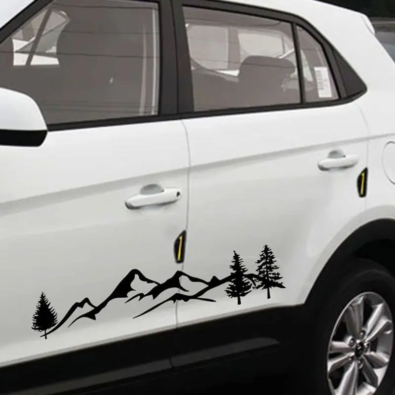 Para suv rv campista offroad 1pc 100cm preto/branco árvore de montanha decoração do carro pet floresta reflexiva adesivo do carro decalque