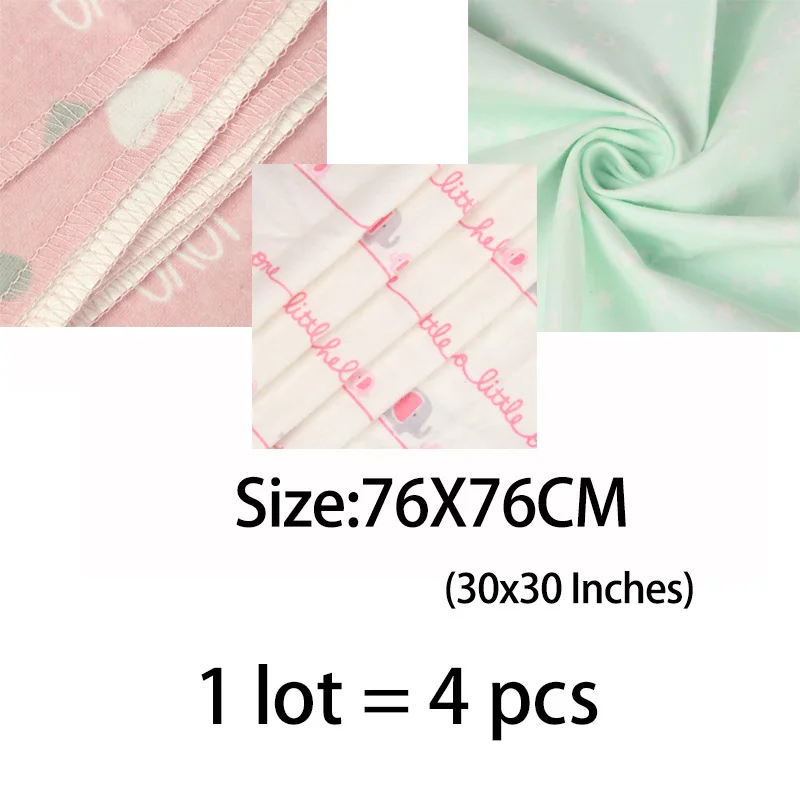 4pcs/set Baby Blankets Bedding Mat Infants Bath Towel Soft Bedsheet Cotton Cute Print Kids Newborns Swaddle Wrap Receiving Sheet