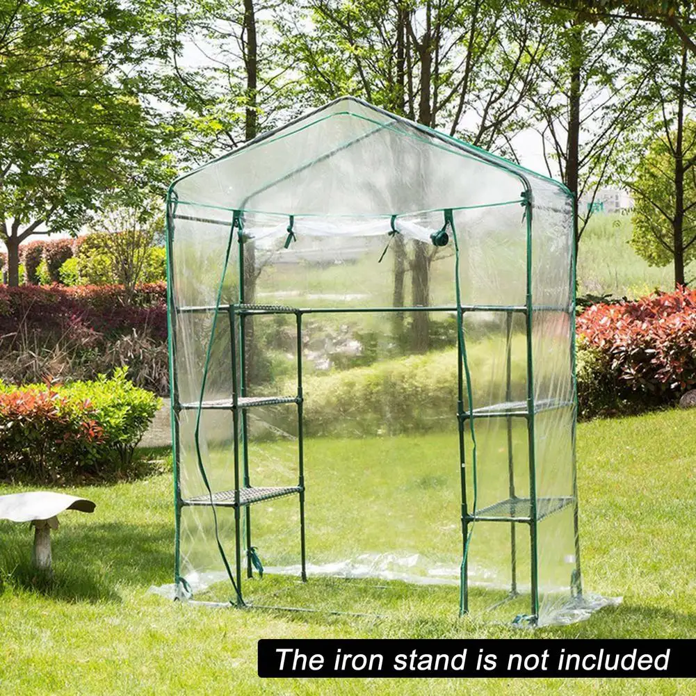 Garden Greenhouse PVC Cover Plants Keep WarmSunroom For Flowers Roll-up Windows (Without Iron Frame) 143*143*195cm/143*73*195cm