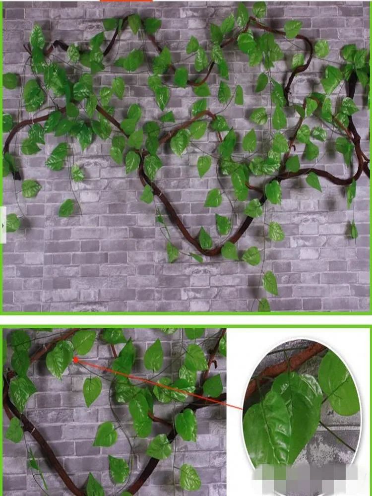 

Idyllic Decorative Artificial Climbing Vine Fake Ivy Cane 2.3 Meter Long Apple Leaf For Home Wall Restaurant Garden Railing Deco
