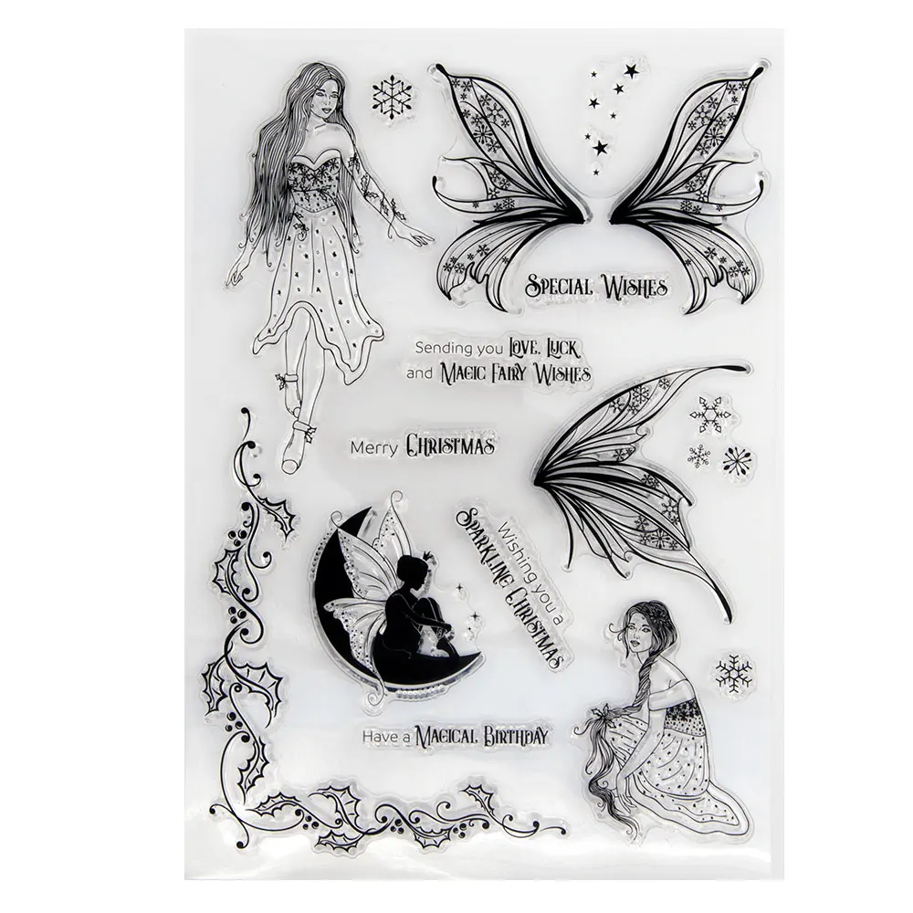 Fairy Beautiful Wings Clear Rubber Stamps for DIY Scrapbooking Card Transparent Silicone Stamp Making Photo Album Crafts Decor