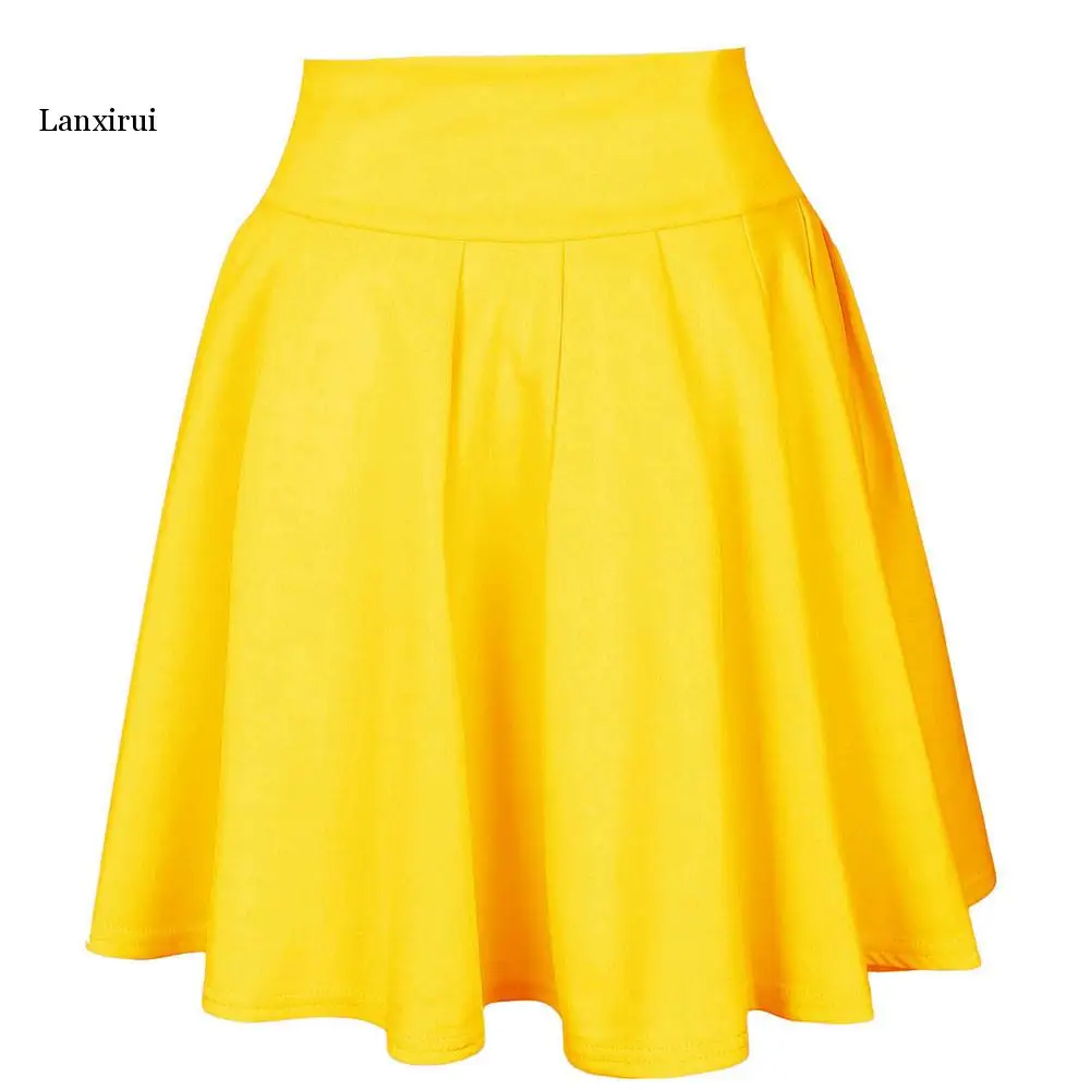 New Arrival Wholesale Party Yellow Female Womens Party Cocktail Mini Skirt Ladies Summer Skater Skirt Falda