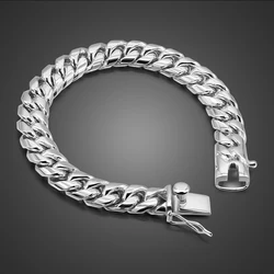 Fashion 925 Sterling Silver Curb Chain Bracelet For Man 10MM Chain Bangle Personality Male Jewelry Gift Accessory for Everyday