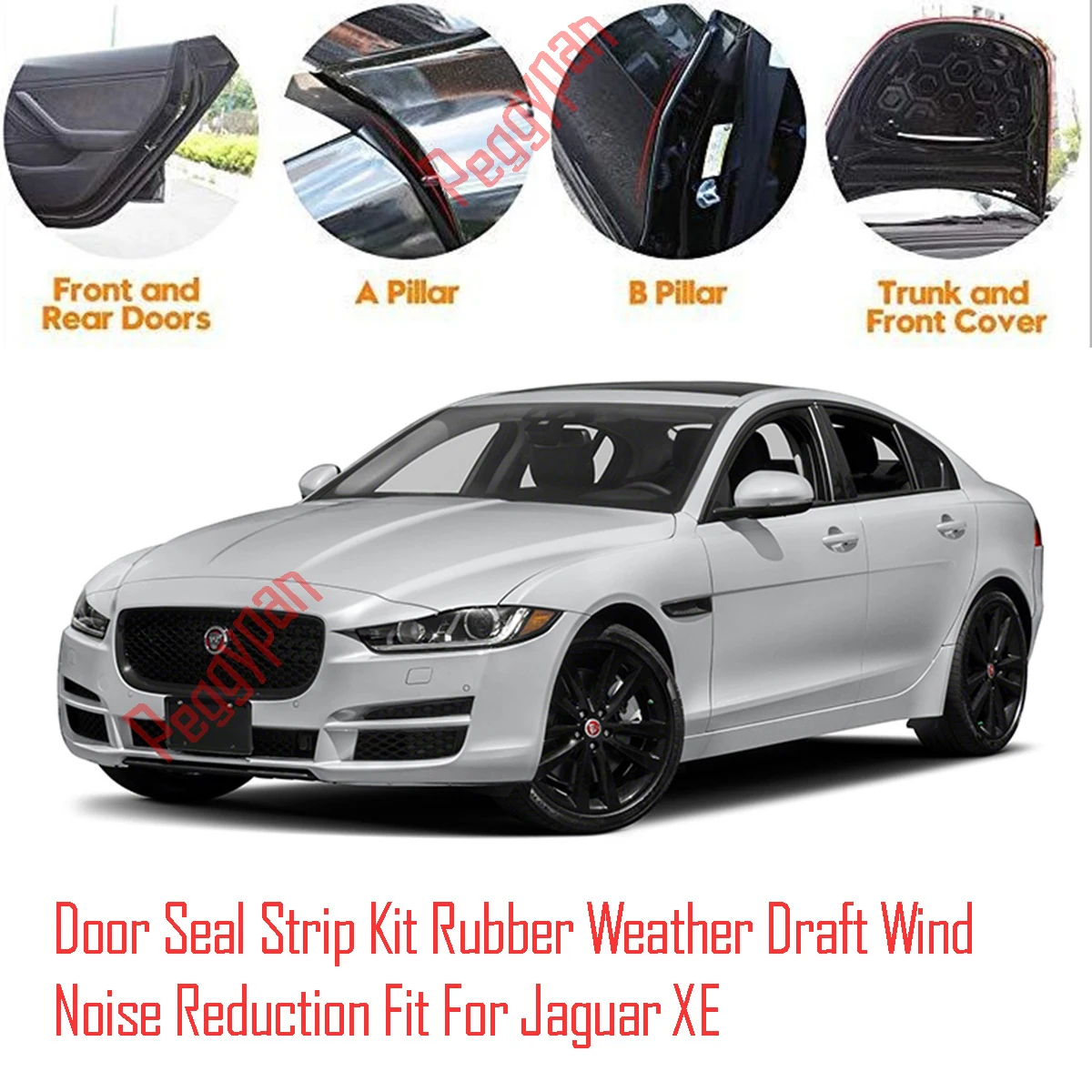 Door Seal Strip Kit Self Adhesive Window Engine Cover Soundproof Rubber Weather Draft Wind Noise Reduction Fit For Jaguar XE