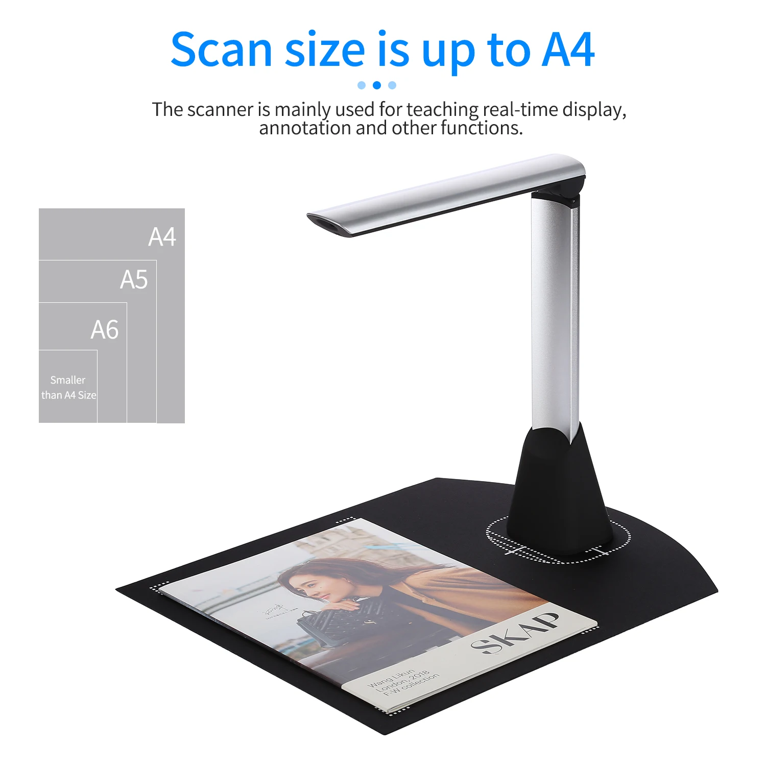 Aibecy BK34 Document Camera Scanner 5 Mega-Pixel HD A4 Capture Size LED Light Software for Online Distance Learning Education