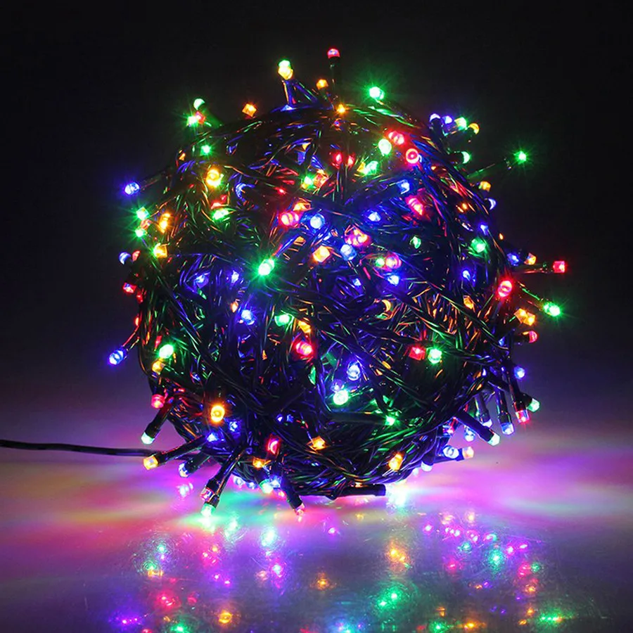 Green Cable Christmas String Light Outdoor 10M 20M 50M 100M Christmas Fairy Light LED Garland for Wedding Party Tree Decor