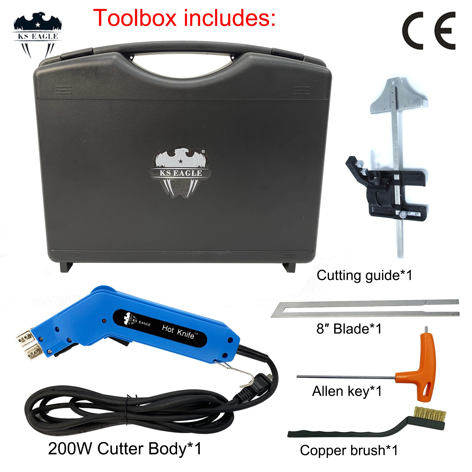 Ks eagle kit de ferramentas elétricas para corte de espuma, com lâminas e acessórios, 200w, 110v, cortador de isopor