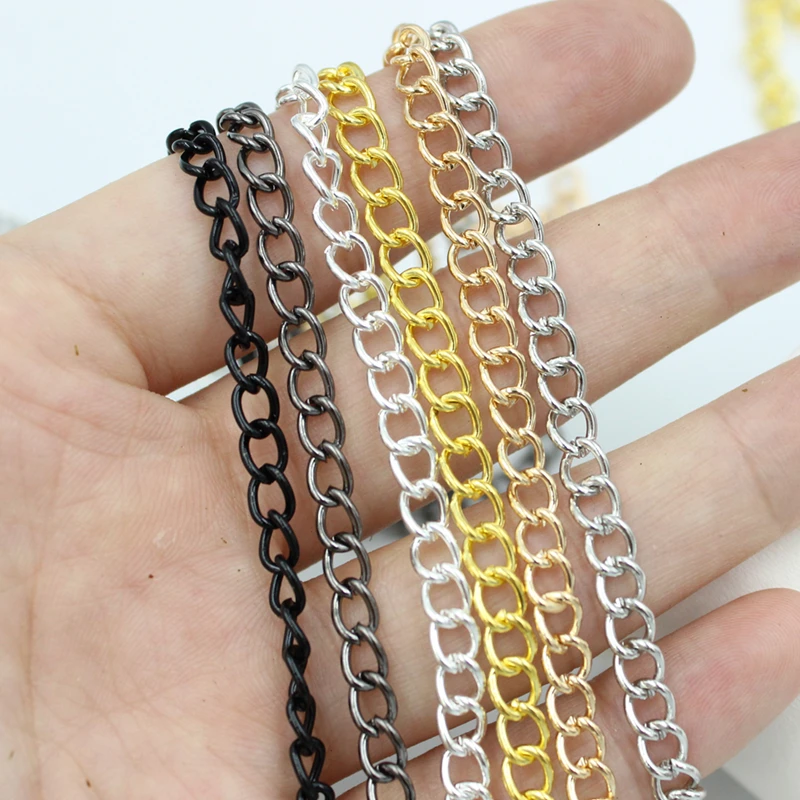2m/lot 2.5/3.5/4.5mm Gold Metal Chain For DIY Needlework Bags Necklace Jewelry Making Materials Supplies Accessories Women Men