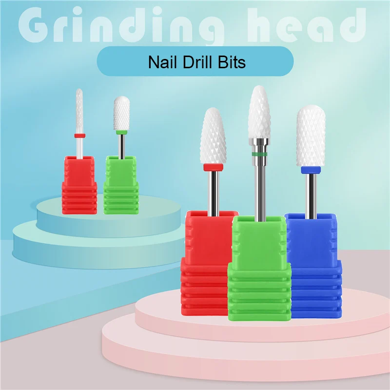 Milling Cutter Ceramic Nail Drill Bit For Electric Nail Drill Machine Drill Tips Buffers For Removing Nail Gel Polish Cuticle