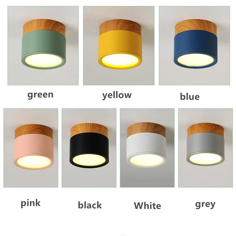 LED Downlight dimmable 5W 7W 9W12W15W Nordic wood modern Led surface mounted ceiling light spotlight, interior decoration light