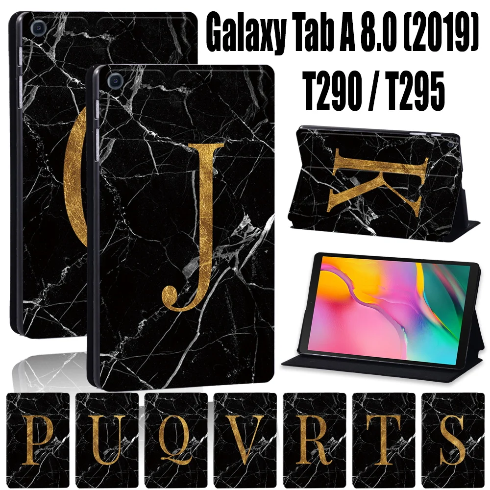 

Tablet Case for Samsung Galaxy Tab A T290/T295 (2019) 8.0 Inch Anti-Scratch Leather Black Marble Series Cover Case+ Free Stylus