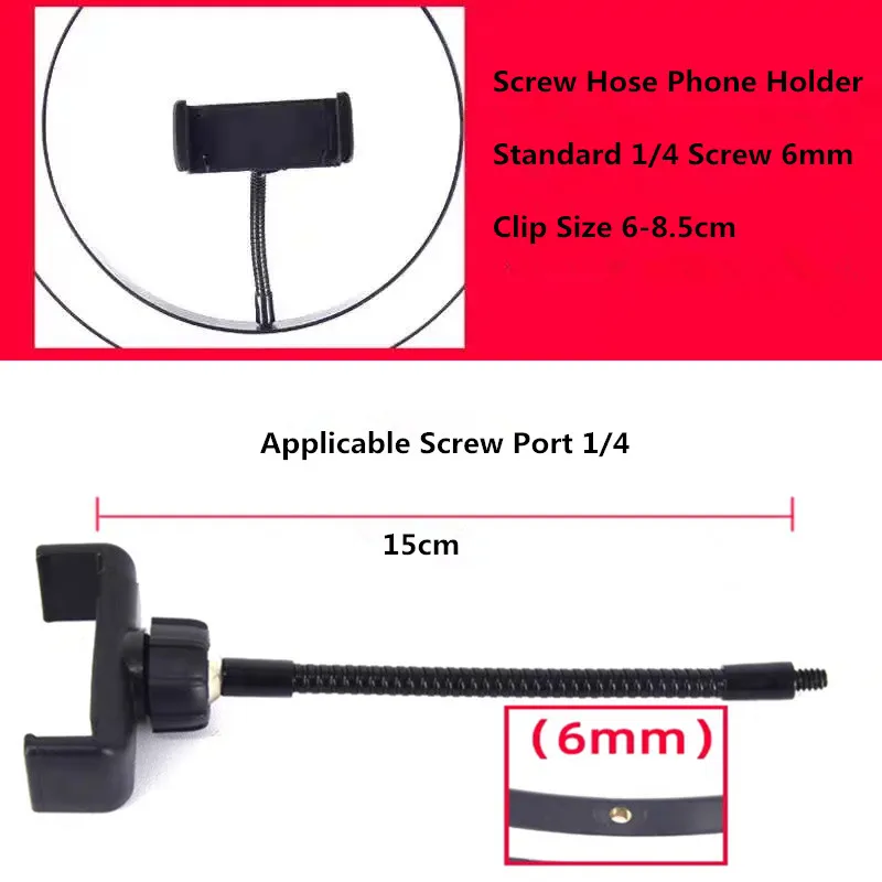 Support de téléphone Flexible à bras Long, Clip de téléphone pour anneau lumineux, pièce de rechange, Clip de montage 360, support de pince, trépied monopode