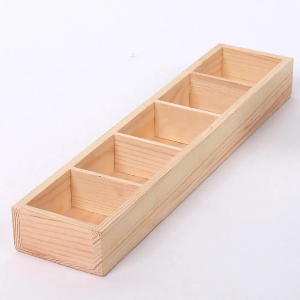 Flower Pot Wooden Tray Multi Grid Wooden Flower Pot Bonsai Planter Box Desktop Storage Holder Organizer