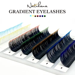 NATUHANA C D Ombre Color Eyelash Extension Individual Faux Mink Eyelashes Colorful False Rainbow Gradient Colored Lashes Makeup