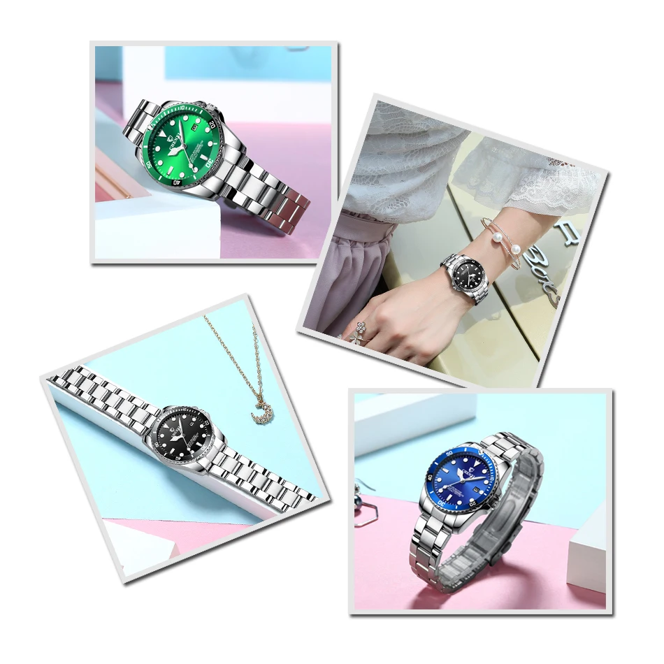 CHENXI-relojes de acero inoxidable para mujer, pulsera de cuarzo con esfera verde, a la moda, 2019