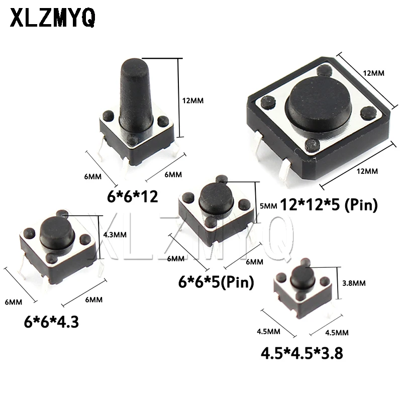 125pcs 25Types Touch Switch/Micro Switch /Push Buttons Switches 2*4/3*6/4*4/6*6 Mini Leaf Switch SMD DIP DIY Electronic Kit