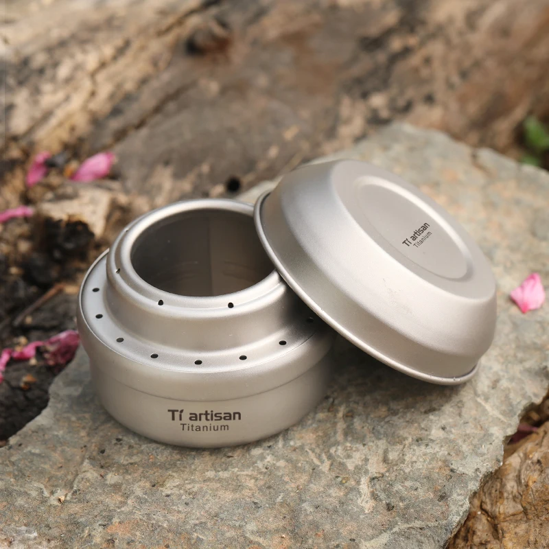 Tiartisan Outdoor Camping Hiking  Mini Liquid Alcohol Stove Ultralight Portable Titanium Stove with Rack