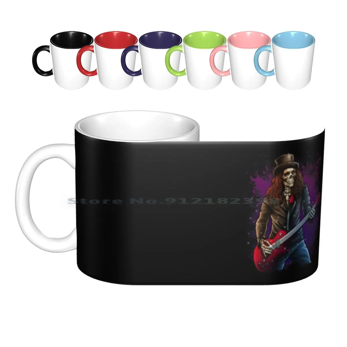 Funny Rock Music Lover Guitar Player Skull Cool Skeleton Rocker Ceramic Mugs Coffee Cups Milk Tea Mug Rocker Rocker Music Music