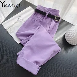 2020 White Purple Jeans Plus Size High Waist Denim Harem Pants Boyfriend jeans for Women Streetwear Loose Trouser vaqueros mujer