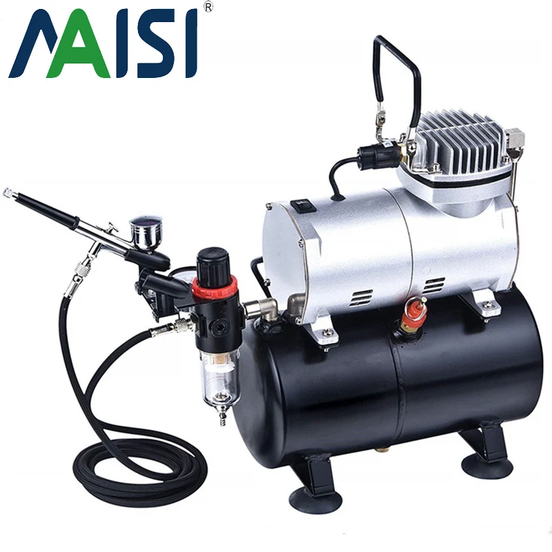 

Maisi 50HZ 220V AC 20-23L/MIN 1/6HP Mini Airbrush Compressor with Powerful Constant Working Pressure/Strong Airflow/3L Air Tank