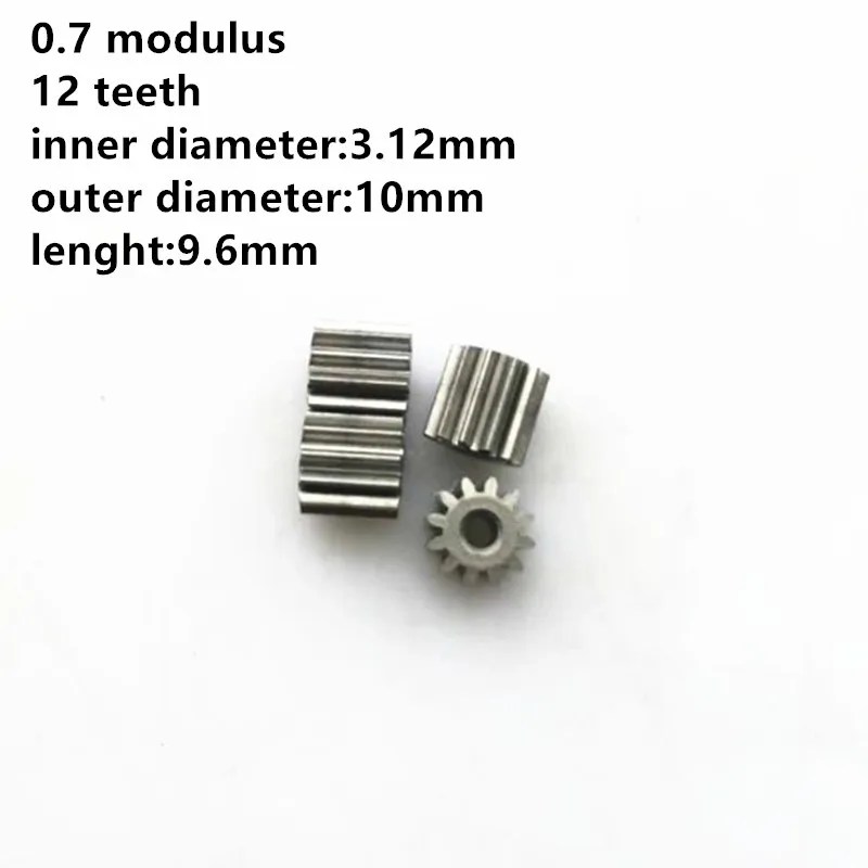 10pcs/lot 0.7 Modulus Iron Base Small Gear 12 Teeth Bore 3.12mm for DIY Aircraft Parts Model Spindle Miniature Pinion