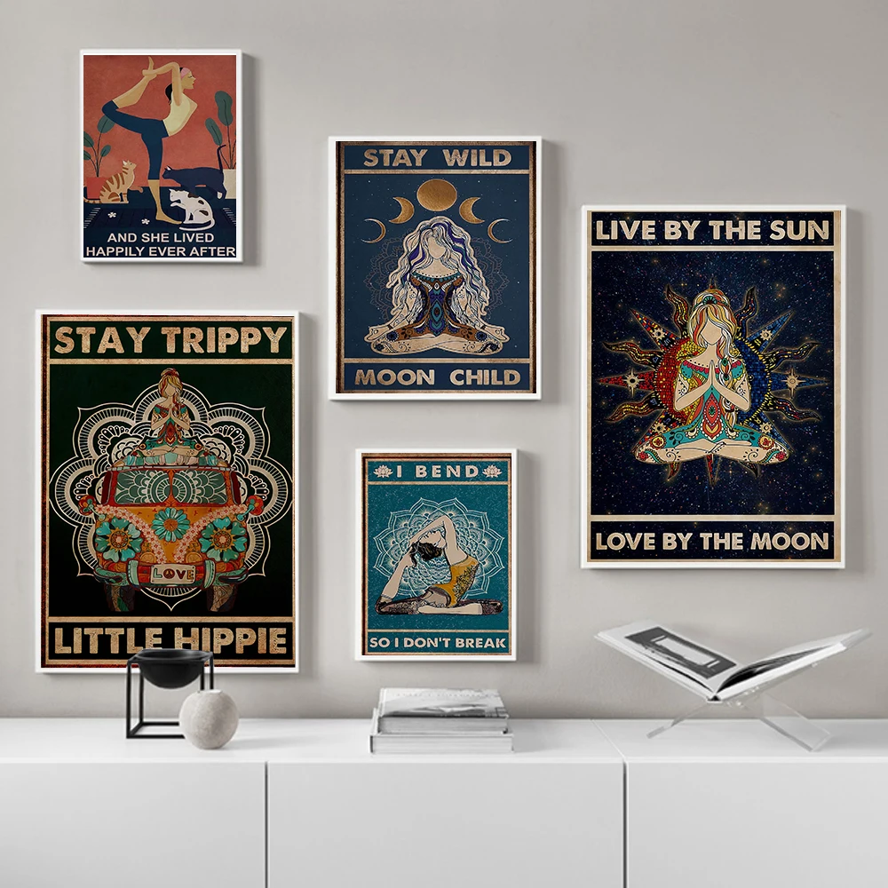 Yoga Fitness Rooms - Hippie Yoga Girl Meditation Poster Lose