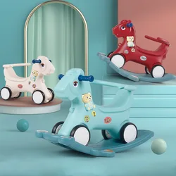 Children's Rocking Car Trojan Horse Rocking Horse with Music Rocking Chair Music One-year-old Baby Toy Rocking Horse