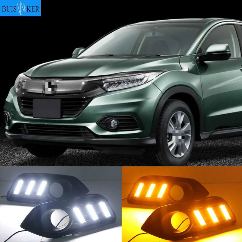 

LED DRL For Honda HRV HR-V 2018 2019 Vezel Daytime Running Light Fog Lamp with Yellow Turning Signal Lamp