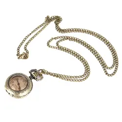 Reloj de bolsillo de cuarzo Vintage para hombre y mujer, collar de cúpula de cristal de aleación, colgante Unisex, cadena de suéter, regalos XIN-Shipping