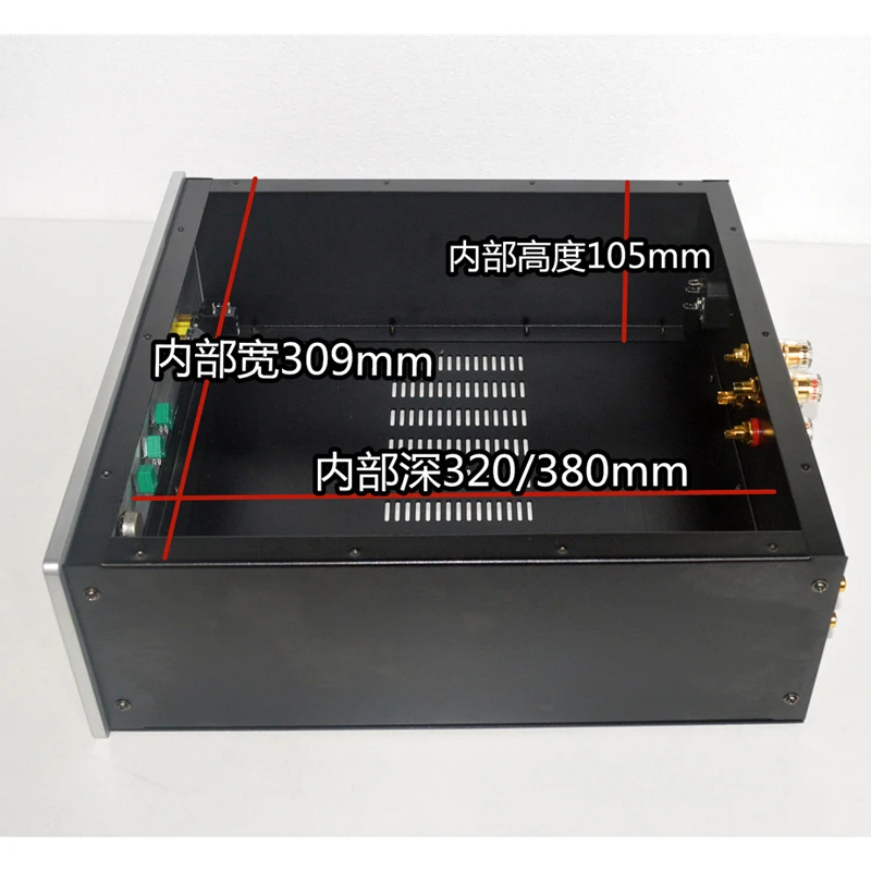 KYYSLB 320*115*387MM A3211 Aluminum Panel Amplifier Chassis Box House DIY Enclosure with Feet Screws Amplifier Case Shell