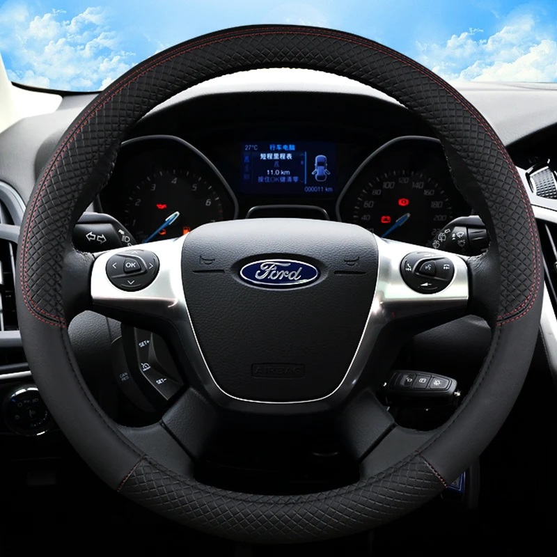 Car steering wheel cover Car supplies Car Grid Steering Wheel Covers suitable for ford focus focus 2 fiesta mk7 mk1 transit