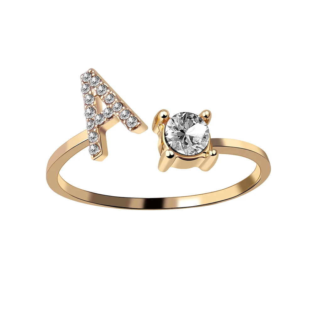 Modischer Initialen-Ring A-Z für Damen, Klassischer Gold- oder Silberfarbener Offener Fingerring für Partys, Schmuckgeschenk, Großhandel – Detail 13