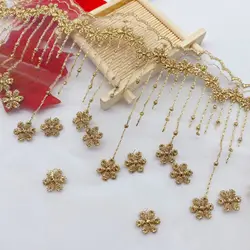 Mesh Golden Flower Embroidery Gold Thread Tassel Lace DIY Necklace Handmade Jewelry Lolita Clothing Sewing Accessories