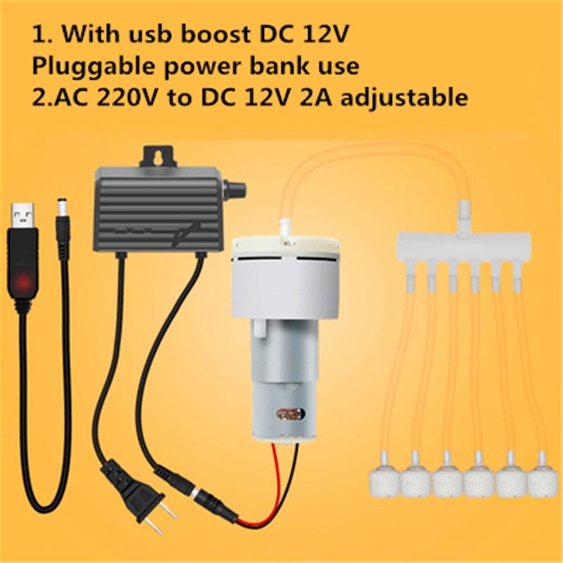 

Воздушная помпа AC 220 В, кислородный насос, ШИМ, регулируемый объем, USB, 12 В постоянного тока для наружного опускания, аэрации, аквариума, автомобиля, рыбы, электрический двигатель