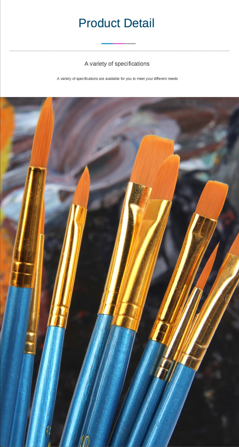 Pinceaux Enfant Pack De 10 Pinceaux Nylon Tête Oblique - Pour Aquarelle, Acrylique Et Maquillage Pinceaux Peinture Acrylique Nylon